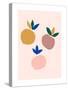 Abstract Peaches with Leaves in a Trendy Minimalist Style. Vector Collage Illustrations from Paper-ANASTASIIA DMITRIEVA-Stretched Canvas