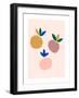 Abstract Peaches with Leaves in a Trendy Minimalist Style. Vector Collage Illustrations from Paper-ANASTASIIA DMITRIEVA-Framed Photographic Print