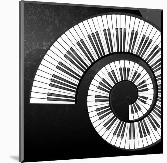 Abstract Piano Keys Spiral-null-Mounted Art Print