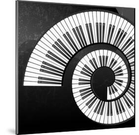 Abstract Piano Keys Spiral-null-Mounted Art Print