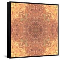 Abstract Pink Peach Stained Glass Kaleidoscope Background-FinaLee-Framed Stretched Canvas