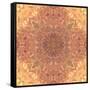 Abstract Pink Peach Stained Glass Kaleidoscope Background-FinaLee-Framed Stretched Canvas