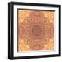 Abstract Pink Peach Stained Glass Kaleidoscope Background-FinaLee-Framed Art Print