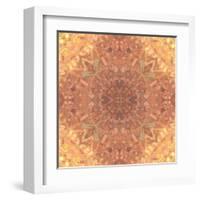 Abstract Pink Peach Stained Glass Kaleidoscope Background-FinaLee-Framed Art Print