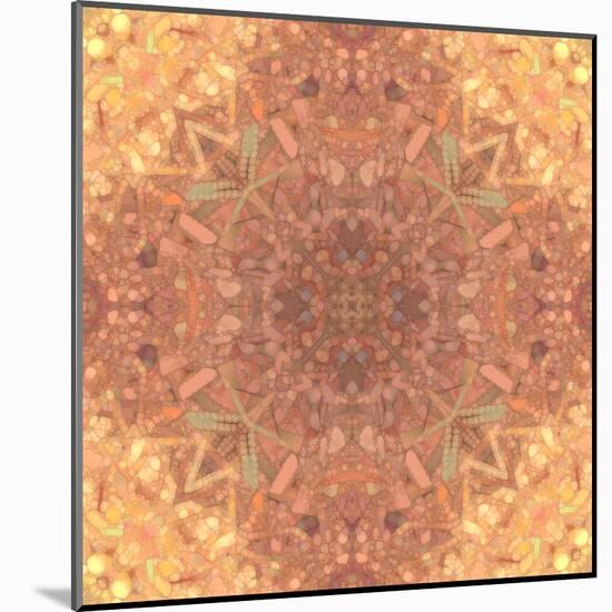 Abstract Pink Peach Stained Glass Kaleidoscope Background-FinaLee-Mounted Art Print