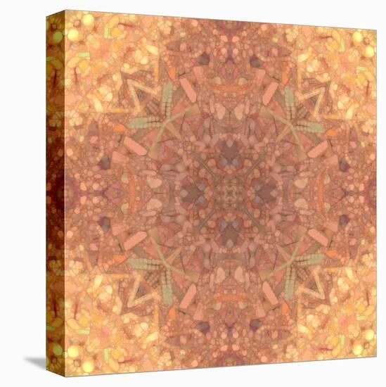 Abstract Pink Peach Stained Glass Kaleidoscope Background-FinaLee-Stretched Canvas