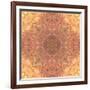 Abstract Pink Peach Stained Glass Kaleidoscope Background-FinaLee-Framed Art Print