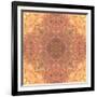 Abstract Pink Peach Stained Glass Kaleidoscope Background-FinaLee-Framed Art Print