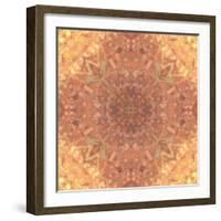 Abstract Pink Peach Stained Glass Kaleidoscope Background-FinaLee-Framed Art Print