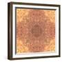 Abstract Pink Peach Stained Glass Kaleidoscope Background-FinaLee-Framed Art Print