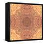 Abstract Pink Peach Stained Glass Kaleidoscope Background-FinaLee-Framed Stretched Canvas