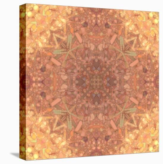 Abstract Pink Peach Stained Glass Kaleidoscope Background-FinaLee-Stretched Canvas