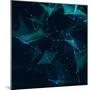 Abstract Polygonal Space Low Poly Dark Background with Connecting Dots and Lines. Connection Struct-Creative Mood-Mounted Art Print