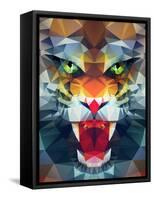 Abstract Polygonal Tiger. Geometric Hipster Illustration. Polygonal Poster-Merfin-Framed Stretched Canvas