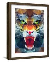 Abstract Polygonal Tiger. Geometric Hipster Illustration. Polygonal Poster-Merfin-Framed Art Print