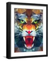 Abstract Polygonal Tiger. Geometric Hipster Illustration. Polygonal Poster-Merfin-Framed Art Print