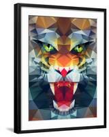 Abstract Polygonal Tiger. Geometric Hipster Illustration. Polygonal Poster-Merfin-Framed Art Print