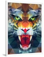 Abstract Polygonal Tiger. Geometric Hipster Illustration. Polygonal Poster-Merfin-Framed Art Print