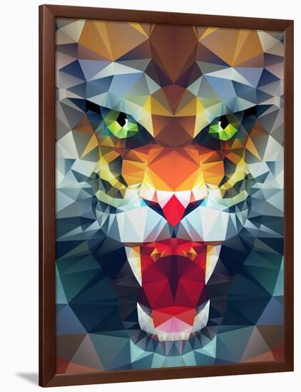 Abstract Polygonal Tiger. Geometric Hipster Illustration. Polygonal Poster-Merfin-Framed Art Print