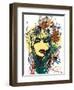 Abstract Print with Female Face, Painted Elements and Flowers-A Frants-Framed Art Print