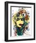 Abstract Print with Female Face, Painted Elements and Flowers-A Frants-Framed Art Print