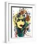 Abstract Print with Female Face, Painted Elements and Flowers-A Frants-Framed Art Print