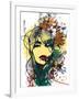 Abstract Print with Female Face, Painted Elements and Flowers-A Frants-Framed Art Print