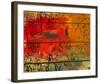 Abstract Red on Wood-Irena Orlov-Framed Art Print