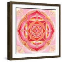 Abstract Red Painted Picture With Circle Pattern, Mandala Of Muladhara Chakra-shooarts-Framed Art Print