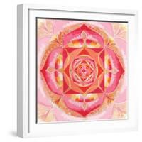 Abstract Red Painted Picture With Circle Pattern, Mandala Of Muladhara Chakra-shooarts-Framed Art Print