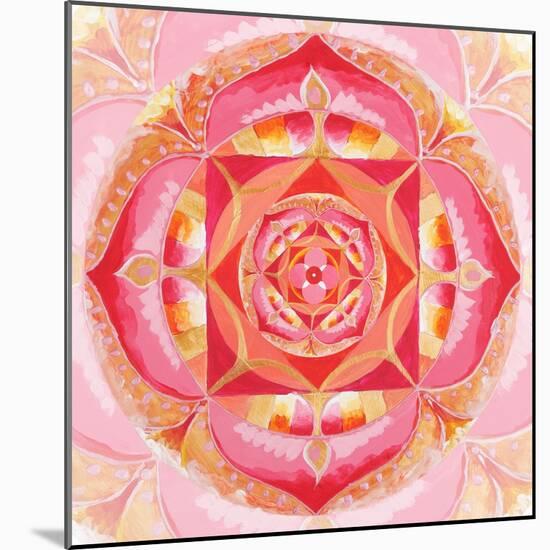 Abstract Red Painted Picture With Circle Pattern, Mandala Of Muladhara Chakra-shooarts-Mounted Art Print