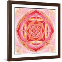 Abstract Red Painted Picture With Circle Pattern, Mandala Of Muladhara Chakra-shooarts-Framed Art Print