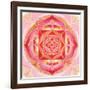 Abstract Red Painted Picture With Circle Pattern, Mandala Of Muladhara Chakra-shooarts-Framed Art Print