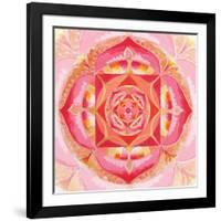 Abstract Red Painted Picture With Circle Pattern, Mandala Of Muladhara Chakra-shooarts-Framed Art Print