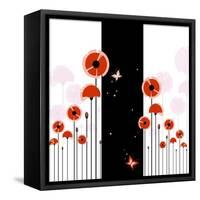 Abstract Red Poppy On Black And White Background-meikis-Framed Stretched Canvas