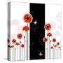 Abstract Red Poppy On Black And White Background-meikis-Stretched Canvas