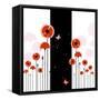 Abstract Red Poppy On Black And White Background-meikis-Framed Stretched Canvas