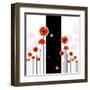 Abstract Red Poppy On Black And White Background-meikis-Framed Art Print