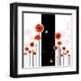 Abstract Red Poppy On Black And White Background-meikis-Framed Art Print