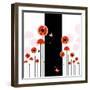 Abstract Red Poppy On Black And White Background-meikis-Framed Art Print