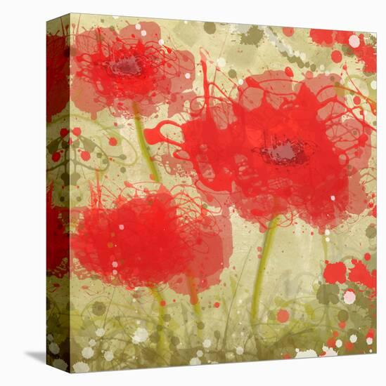 Abstract Red Poppy Trio-Irena Orlov-Stretched Canvas
