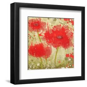 Abstract Red Poppy Trio-Irena Orlov-Framed Art Print