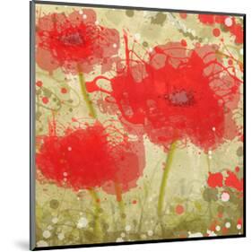 Abstract Red Poppy Trio-Irena Orlov-Mounted Art Print