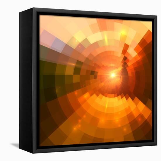 Abstract Red Shining Circle Tunnel Background-art_of_sun-Framed Stretched Canvas