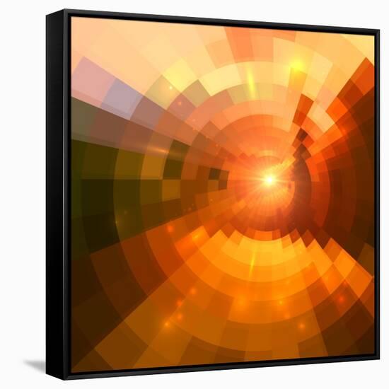 Abstract Red Shining Circle Tunnel Background-art_of_sun-Framed Stretched Canvas