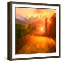 Abstract Red Shining Circle Tunnel Background-art_of_sun-Framed Premium Giclee Print