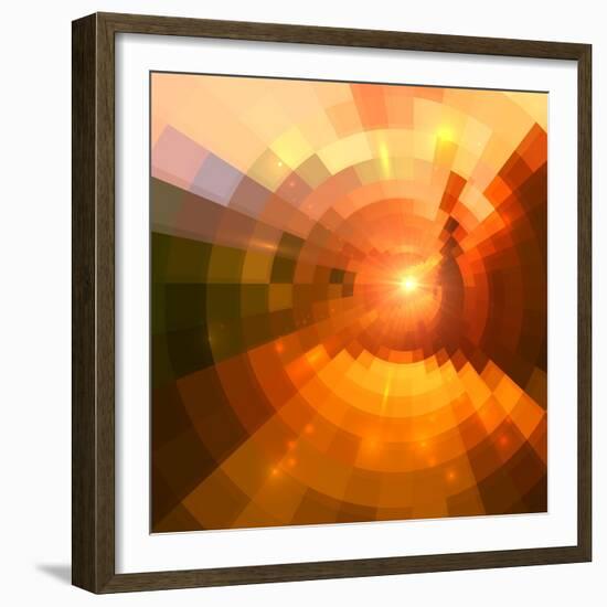 Abstract Red Shining Circle Tunnel Background-art_of_sun-Framed Premium Giclee Print