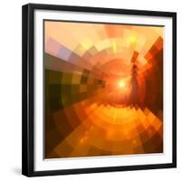 Abstract Red Shining Circle Tunnel Background-art_of_sun-Framed Premium Giclee Print