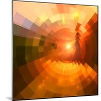 Abstract Red Shining Circle Tunnel Background-art_of_sun-Mounted Premium Giclee Print