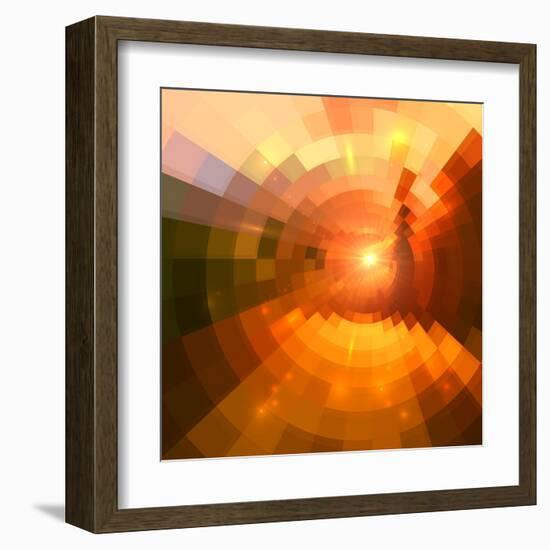 Abstract Red Shining Circle Tunnel Background-art_of_sun-Framed Art Print